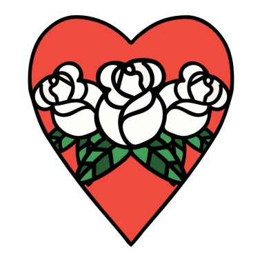 Geleneksel kalp ve çiçek şeklinde dövme.