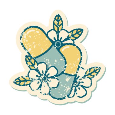 Hapların ve çiçeklerin sembolik depresif dövme şekli