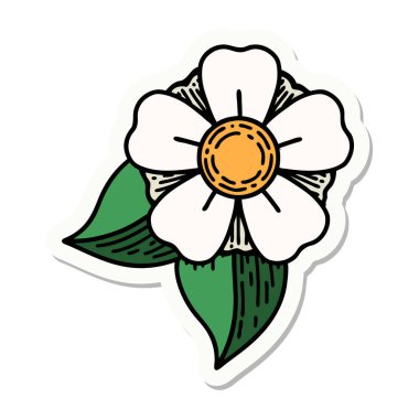 Geleneksel bir çiçek stiliyle dövme çıkartması