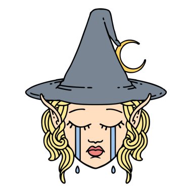 Retro Dövme Biçimi ağlayan elf büyücüsü karakter yüzü