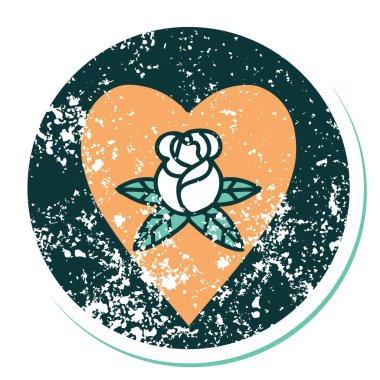 Bir kalp ve çiçeğin sembolik kederli dövme görüntüsü