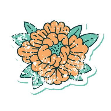 Çiçek açan bir çiçeğin sembolik dövmesi.