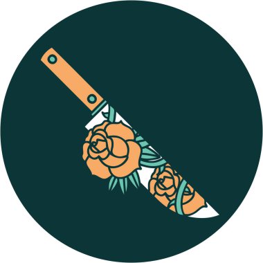 Hançer ve çiçeğin ikonik dövme görüntüsü