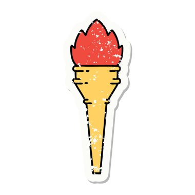 Geleneksel yanan meşale stili, sıkıntılı etiket dövmesi