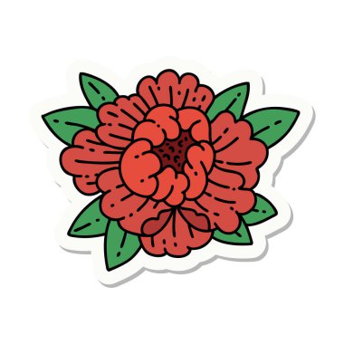 Geleneksel çiçek stili dövme çıkartması.