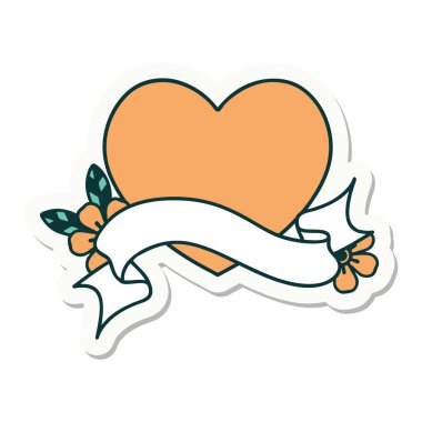 Dövme stili çıkartma ve kalp işareti.