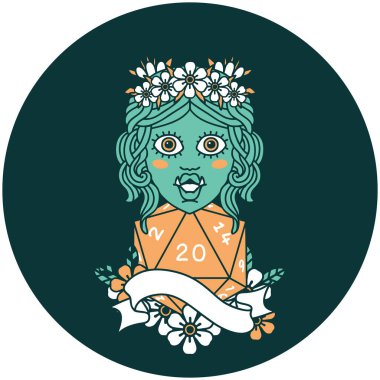 Yarı Ork Druid karakterinin doğal 20 zar atma ikonu