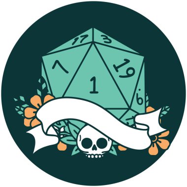 Doğal bir d20 zar atma simgesi