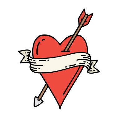 ok kalp ve bayrak şeklinde geleneksel bir dövme