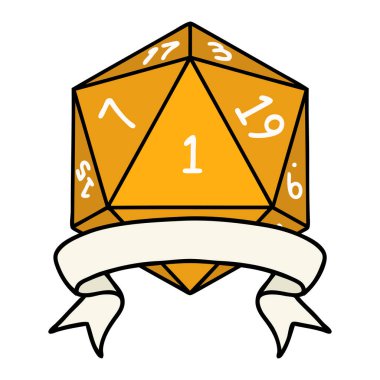 Retro Dövme Biçimi Doğal bir d20 zar atma