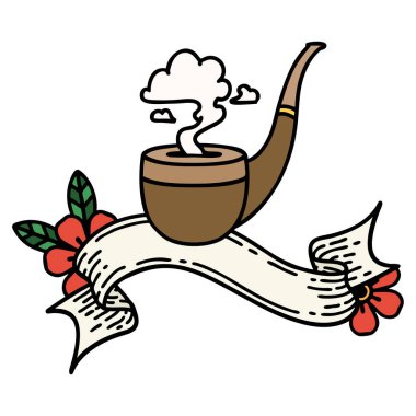 Geleneksel dövmeli sigara tiryakisi piposu.