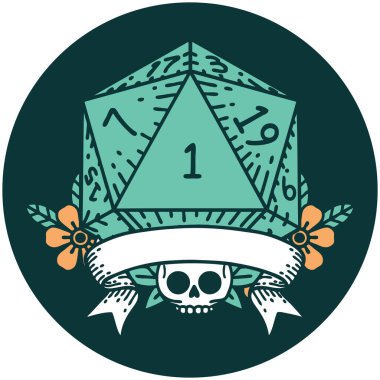 Doğal bir d20 zar atma simgesi