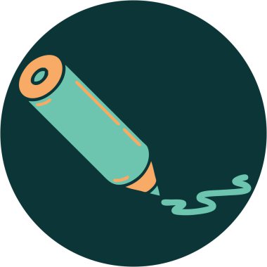 Renkli bir kalemin ikonik dövme görüntüsü