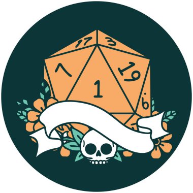 Doğal bir d20 zar atma simgesi