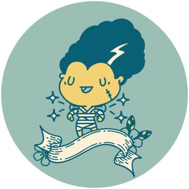 Dövme stili zombi gelin karakteri simgesi