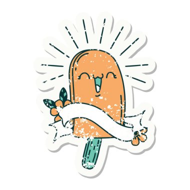 Eski bir dövme stili buz lolipopu çıkartması.