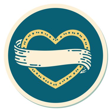 Geleneksel kalp ve bayrak stiliyle dövme çıkartması