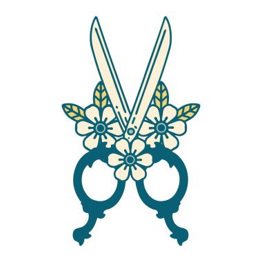 Berber makas ve çiçeklerin ikonik dövme görüntüsü