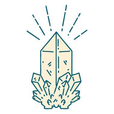 Geleneksel dövme stili kuvars kristalinin çizimi