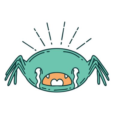 Geleneksel dövme tarzı ağlayan örümceğin çizimi