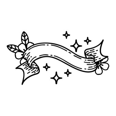 Geleneksel siyah çizgi dövmeli, yıldızlı.