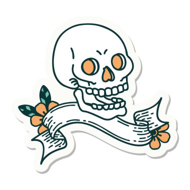 Kafatası sancağıyla dövme stili çıkartması