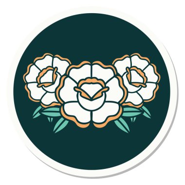 Geleneksel bir çiçek buketi stiliyle dövme çıkartması