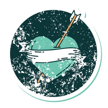 ok kalbi ve pankartın sembolik dövmeli görüntüsü