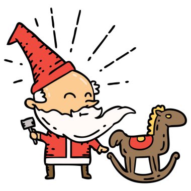 Geleneksel dövme stili Noel Baba Noel Baba karakteri oyuncağı.