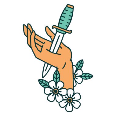 Elinde hançer resmi olan ikonik dövme.