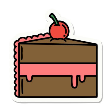 Geleneksel çikolatalı pasta stili dövme çıkartması.