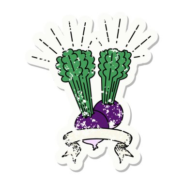 Yapraklı pancar dövmesi stili eski bir etiket