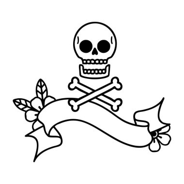 Çapraz kemikli geleneksel siyah çizgi dövmesi