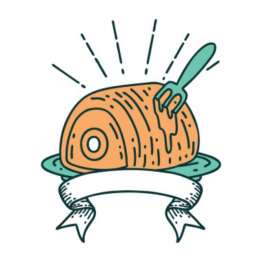 Dövme stili biftekli kaydırma pankartı