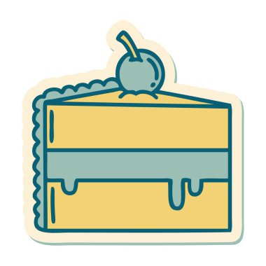 Geleneksel çikolatalı pasta stili dövme çıkartması.