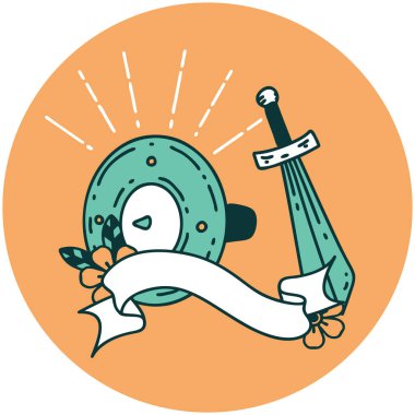 Dövme stili kalkan ve kılıcın simgesi