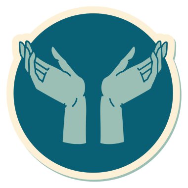 Dövme çıkartması geleneksel açık eller tarzında.