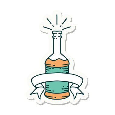 Dövme stili bira şişesi çıkartması.