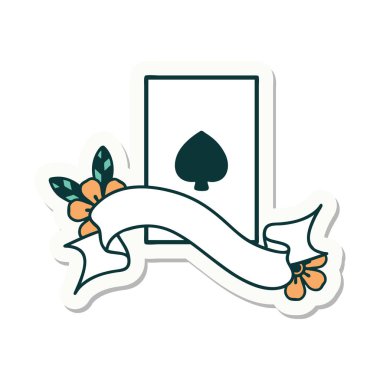 maça ası sancağına sahip dövme stili çıkartması