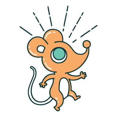 Geleneksel dövme tarzı fare karakterinin gösterimi