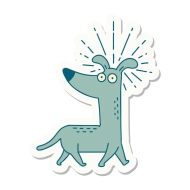 Dövme stili süpriz köpek çıkartması.