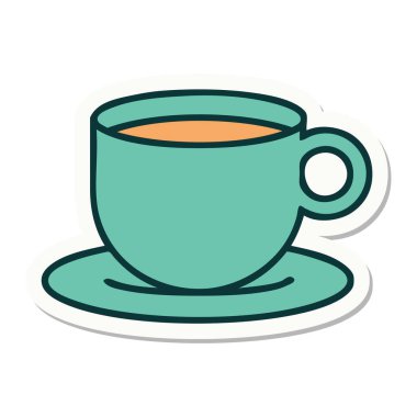 Geleneksel kahve stili dövme çıkartması.