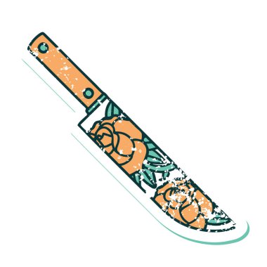 Hançer ve çiçeğin sembolik dövmeli görüntüsü