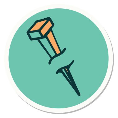 Geleneksel demir çivi stili dövme çıkartması