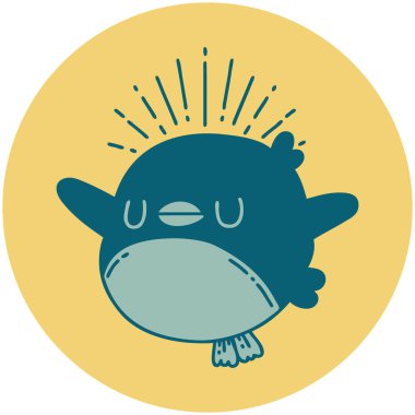 Dövme stili kanat çırpan Robin simgesi