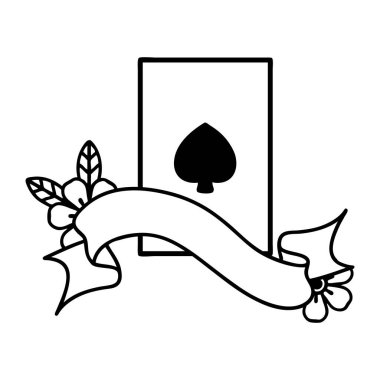 Maça ası sancağıyla geleneksel siyah çizgi dövmesi