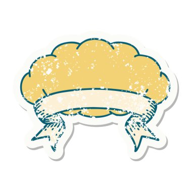 Gri bulutlu eski bir etiket