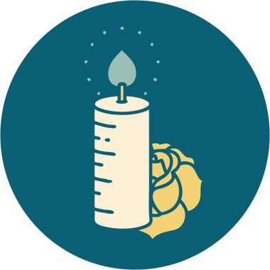 ikonik dövme stili mum ve gül.