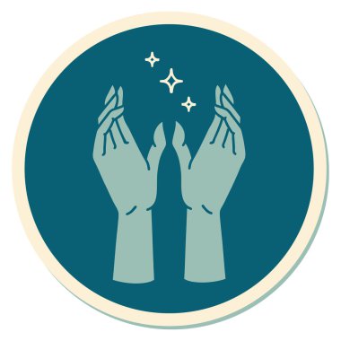 Dövme çıkartması geleneksel el ulaşma tarzında.