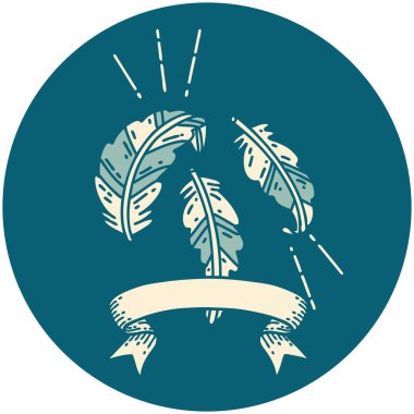 Yüzen dövme tarzı tüylerin simgesi